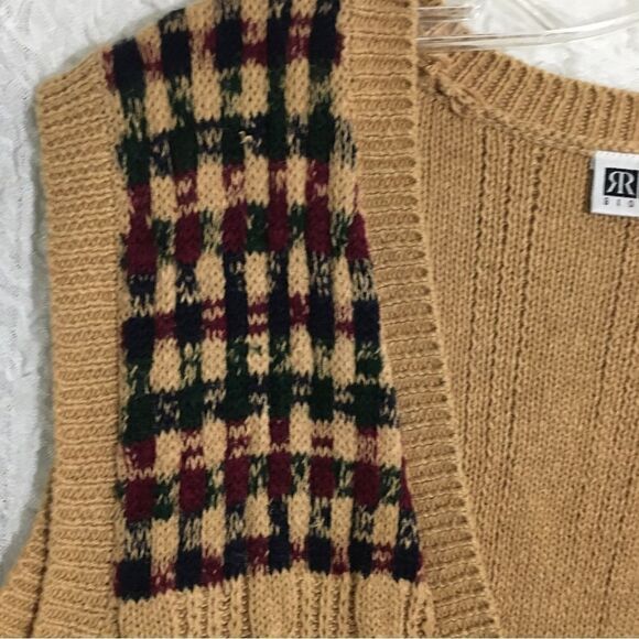 Russ Signature Vtg Brown Knit Vest 2X - Picture 3 of 13